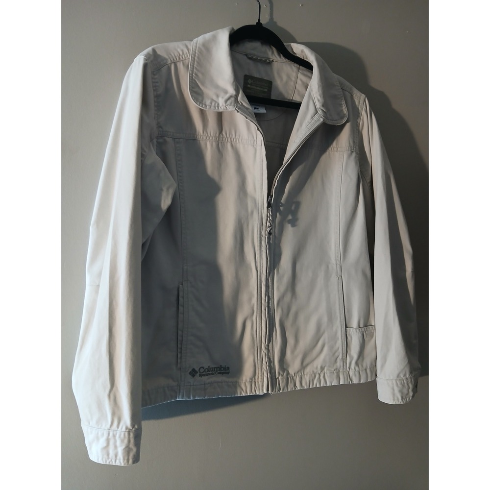 Columbia Sportswear Women L Tan Full Zip Cotton Canvas Utility Outdoor Jacket - Picture 2 of 6
